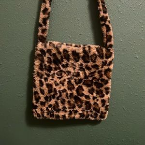 cheetah faux fur purse